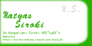 matyas siroki business card